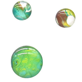 Set of 3 Handpainted Magnets -Turquoise & White