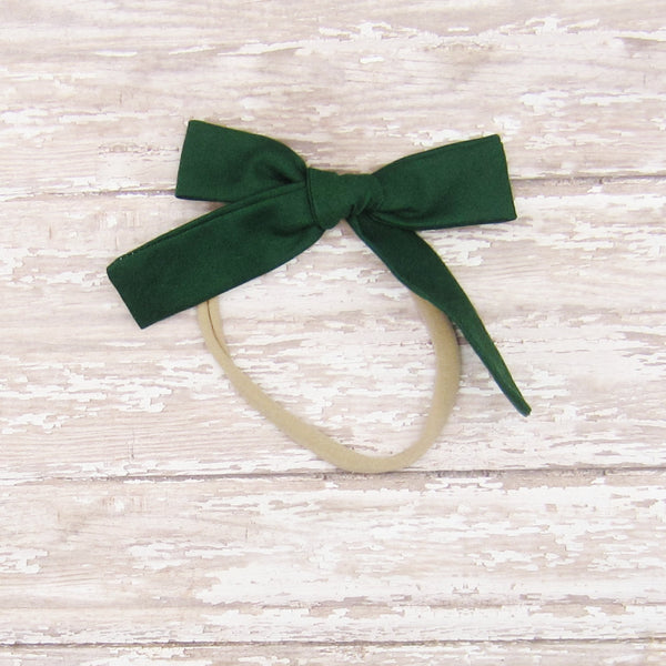 Set of 3 Fabric Bow Headbands in Navy, Green & Gold