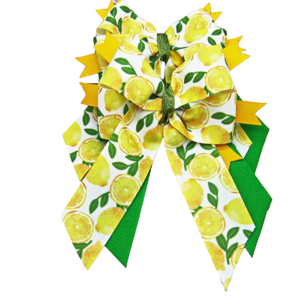 Lemonade Set of 2  Equestrian Hair Bows-Available on a French Barrette or Hair Clip
