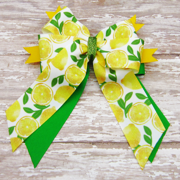 Lemonade Set of 2  Equestrian Hair Bows-Available on a French Barrette or Hair Clip