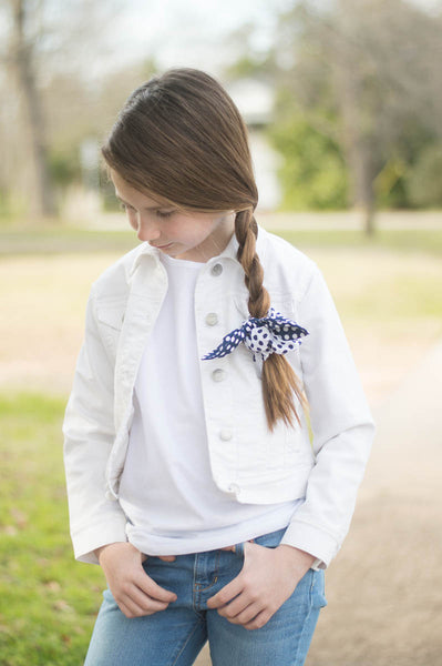 Scrunchies Set of 4 Navy & White Anchors & Polka Dots - Hold It!