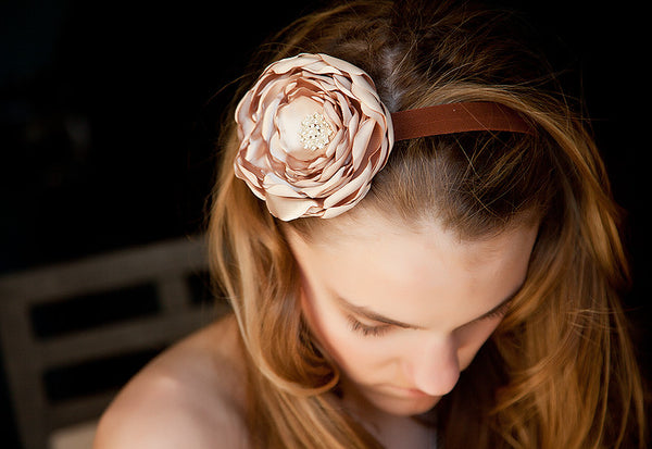 Satin Fabric Flower Elastic Headband-Available in 30 Colors! - Hold It!