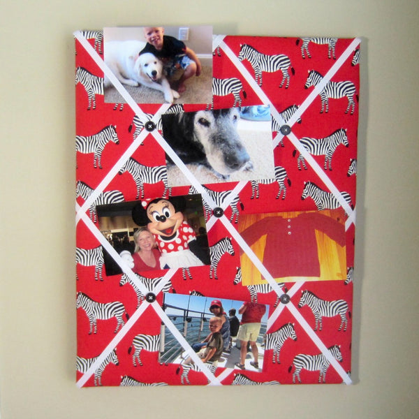 16"x20"  Memory Board or Bow Holder-Red Zebra - Hold It!