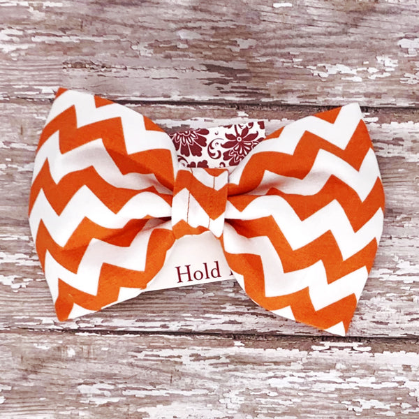Orange Chevron Pet Bow Tie or Sailor Bow-4 Sizes Available