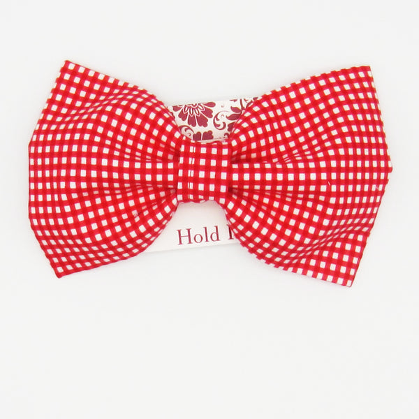 Red Gingham Pet Bow Tie or Sailor Bow-4 Sizes Available