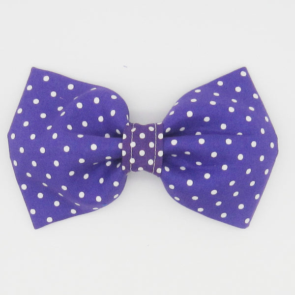 Purple Mini Polka Dot Pet Bow Tie or Sailor Bow-4 Sizes Available