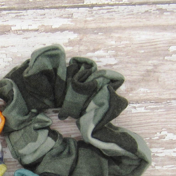 Set of 5 Green & Blue Scrunchies