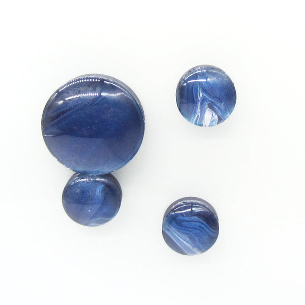 Set of 4 Handpainted Magnets -Navy Blue & Silver 18 & 30mm