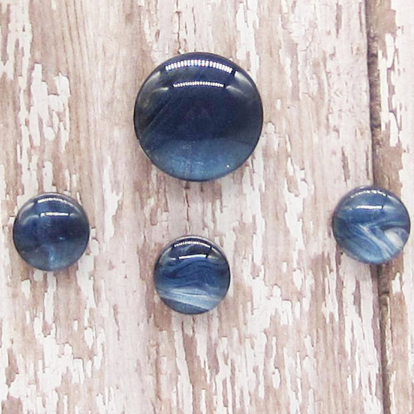 Set of 4 Handpainted Magnets -Navy Blue & Silver 18 & 30mm