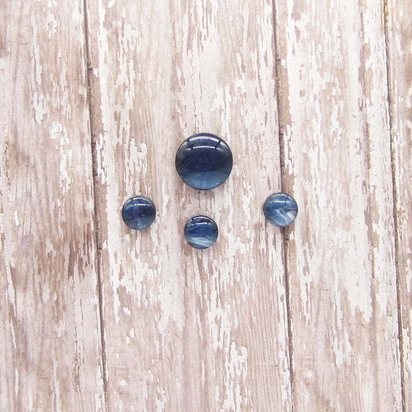 Set of 4 Handpainted Magnets -Navy Blue & Silver 18 & 30mm