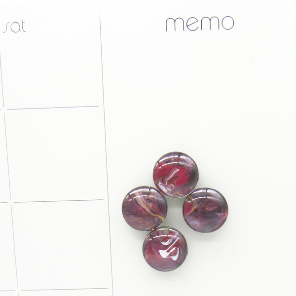 Set of 4 Handpainted Magnets -Burgundy & Gold 18mm