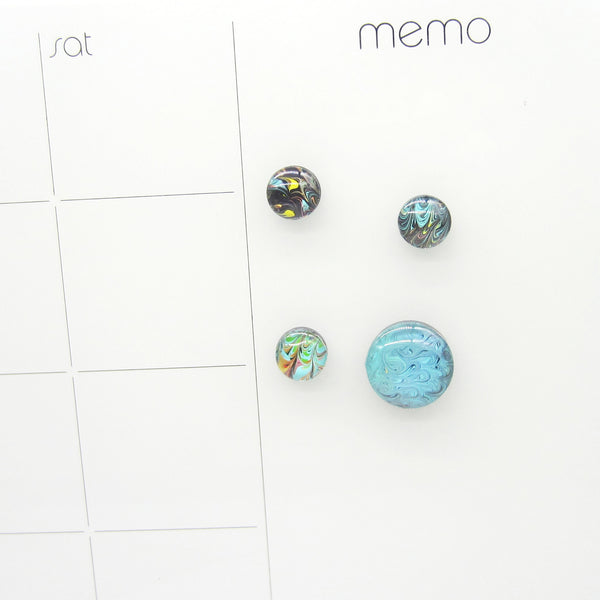 Set of 4 Handpainted Magnets -Turquoise & Gold