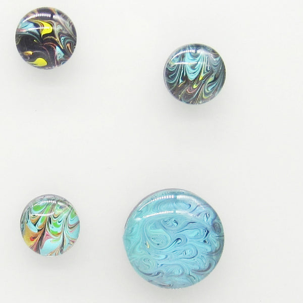 Set of 4 Handpainted Magnets -Turquoise & Gold