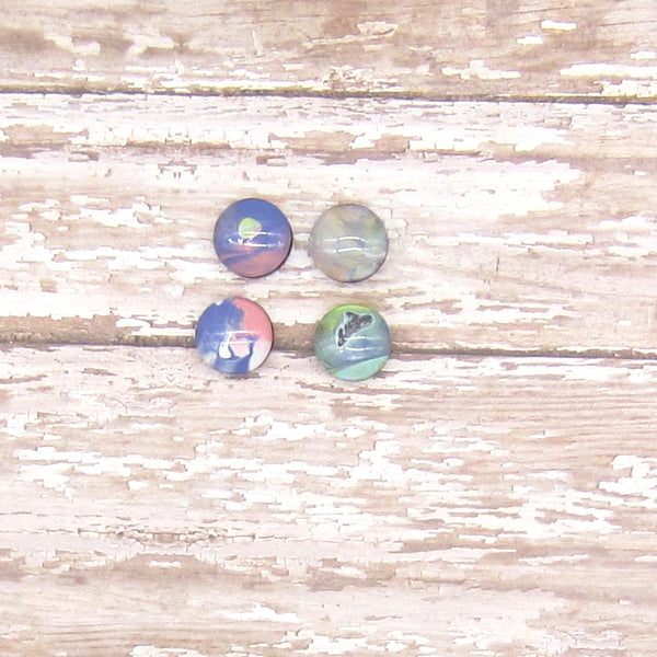 Set of 4 Handpainted Magnets -Pink & Blue