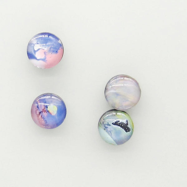 Set of 4 Handpainted Magnets -Pink & Blue