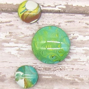 Set of 3 Handpainted Magnets -Turquoise & White