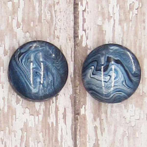 Set of 2 Handpainted Magnets -Navy & Silver 30mm