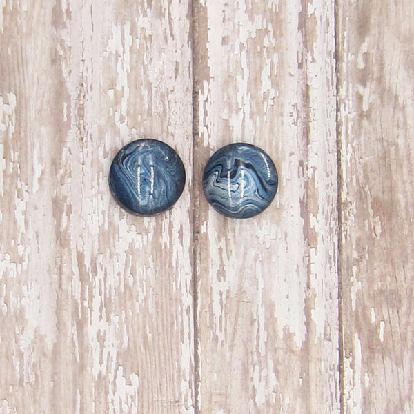 Set of 2 Handpainted Magnets -Navy & Silver 30mm