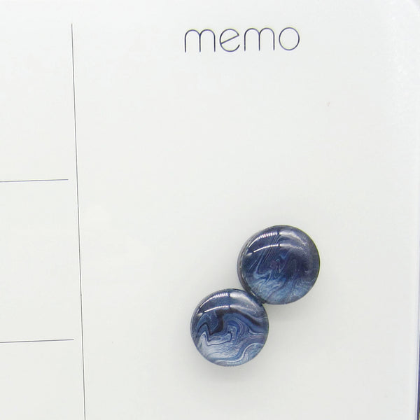 Set of 2 Handpainted Magnets -Navy & Silver 30mm