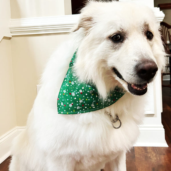Christmas Snowflakes Pet Bandana- Fits Over Collar 4 Sizes Available - Hold It!