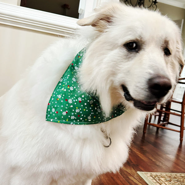 Christmas Snowflakes Pet Bandana- Fits Over Collar 4 Sizes Available - Hold It!