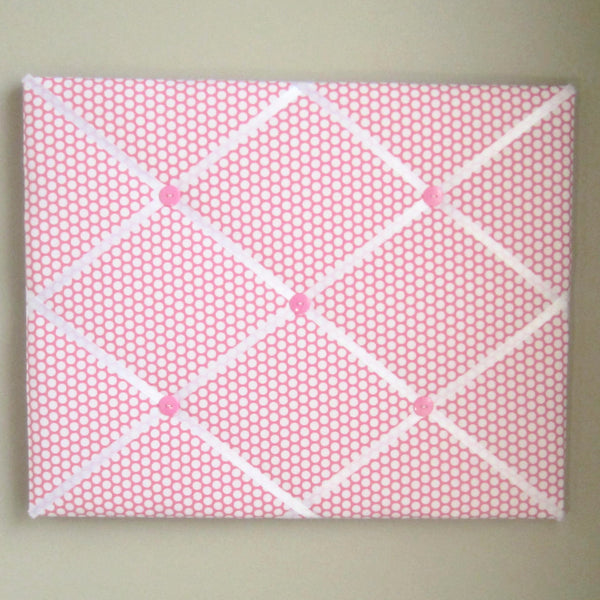 16"x20"  Memory Board or Bow Holder-Pink & White Polka Dot