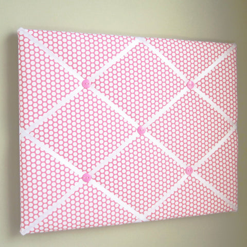 16"x20"  Memory Board or Bow Holder-Pink & White Polka Dot