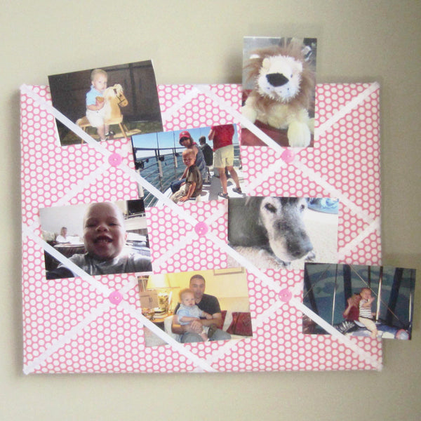 16"x20"  Memory Board or Bow Holder-Pink & White Polka Dot