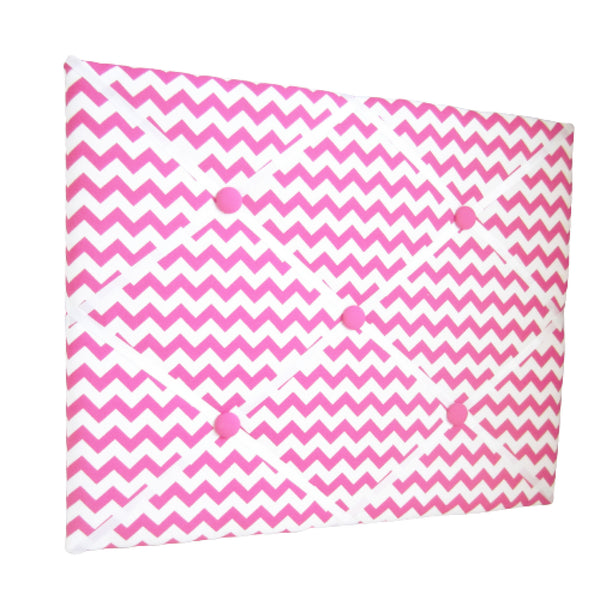 16"x20"  Memory Board or Bow Holder-Hot Pink & White Chevron