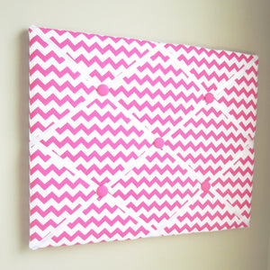 16"x20"  Memory Board or Bow Holder-Hot Pink & White Chevron