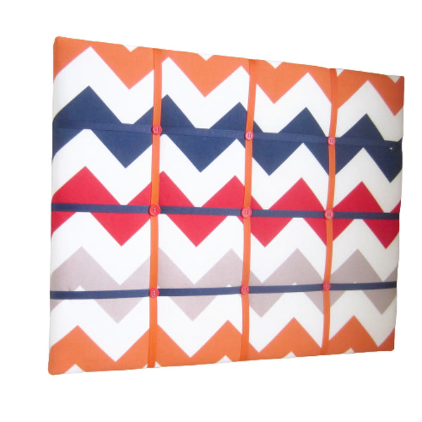 16"x20"  Memory Board or Bow Holder-Red, Navy & Orange Chevron