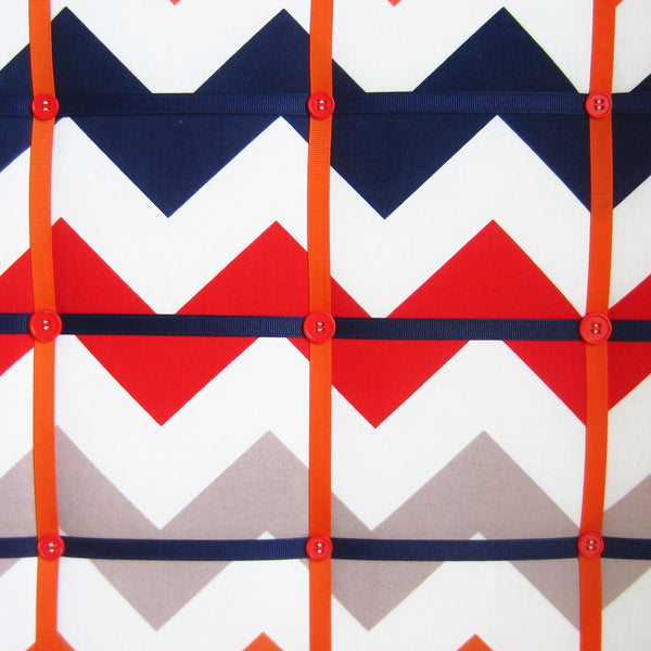 16"x20"  Memory Board or Bow Holder-Red, Navy & Orange Chevron