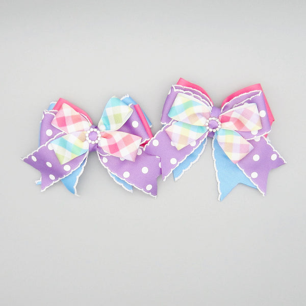 Pastel Plaid Equestrian Hair Bows-Available on a French Barrette, or Hair Clip - Hold It!