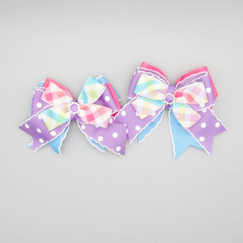 Pastel Plaid Equestrian Hair Bows-Available on a French Barrette, or Hair Clip - Hold It!