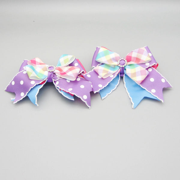 Pastel Plaid Equestrian Hair Bows-Available on a French Barrette, or Hair Clip - Hold It!
