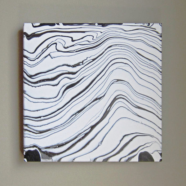 "Winding Canyon" 12"x12" Metallic Ribbon Pour Acrylic Painting