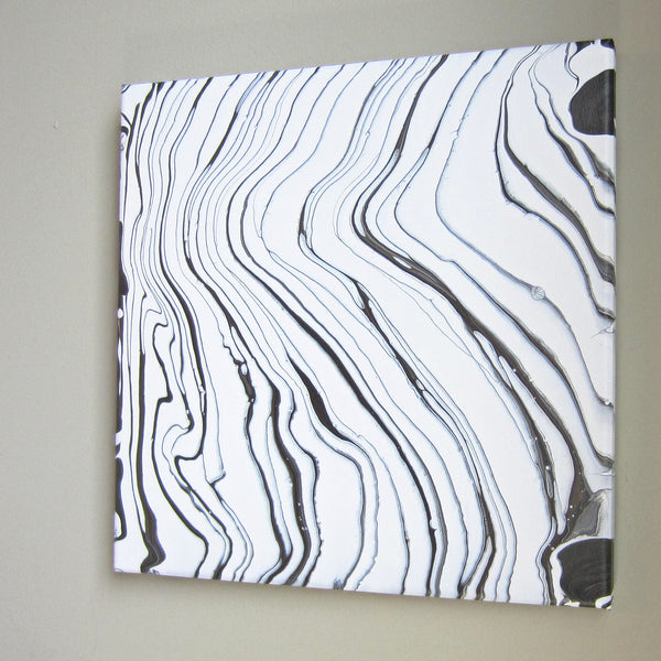 "Winding Canyon" 12"x12" Metallic Ribbon Pour Acrylic Painting