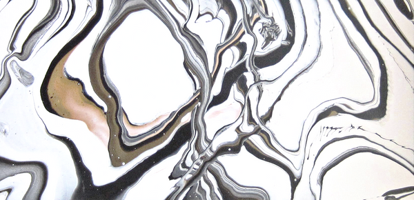 "Controlled Chaos" 10"x20"  Metallic Ribbon Pour Acrylic Painting