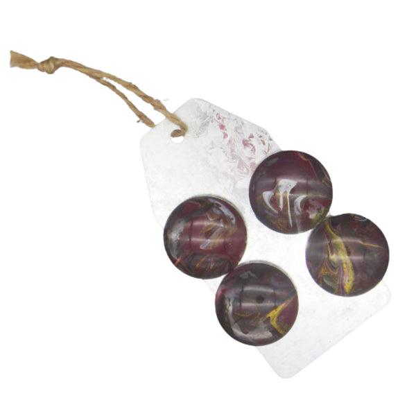 Set of 4 Handpainted Magnets -Burgundy & Gold 18mm