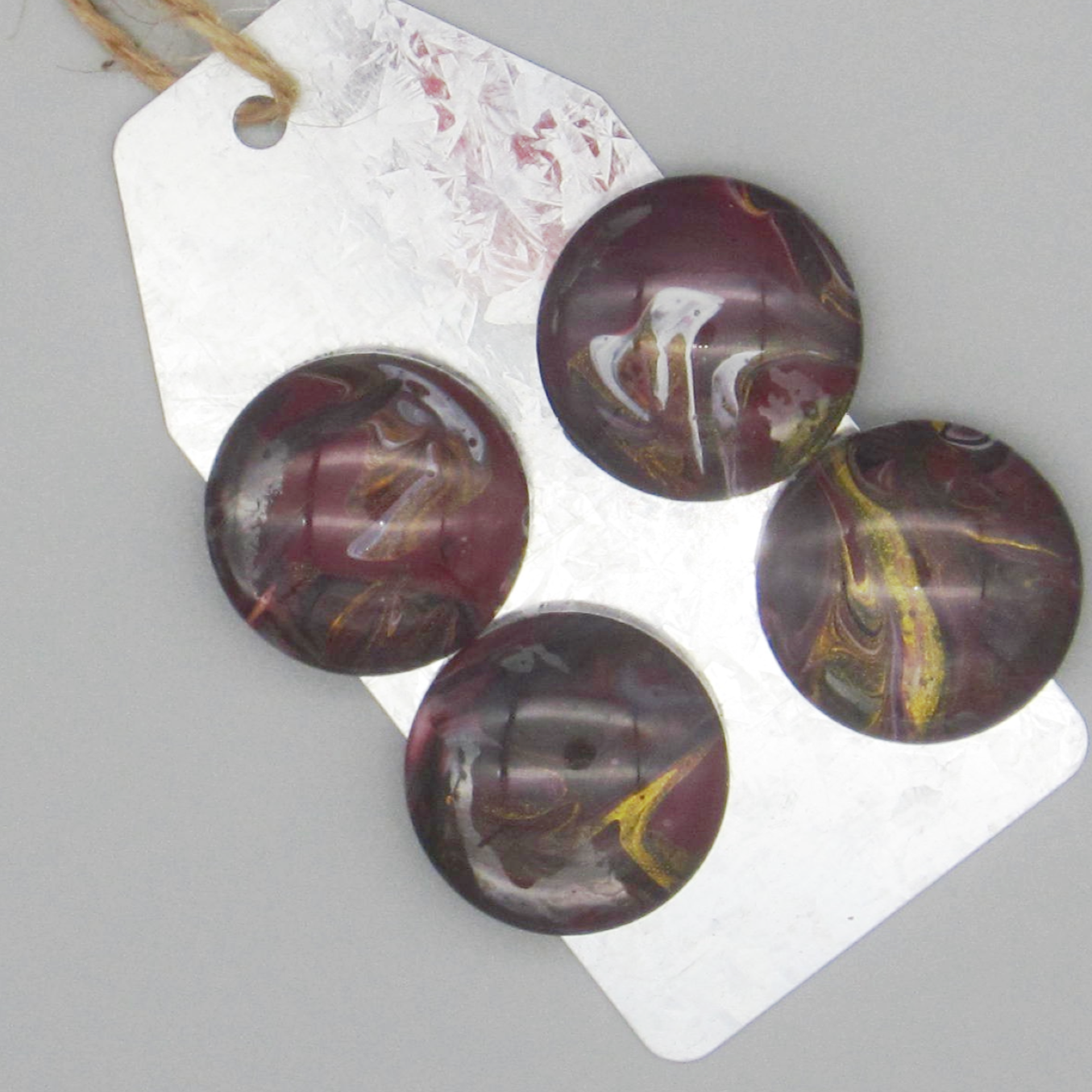 Set of 4 Handpainted Magnets -Burgundy & Gold 18mm