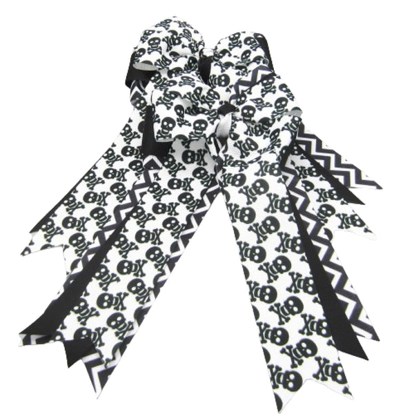Black & White Skull Equestrian Hair Bows-Available on a French Barrette, or Hair Clip