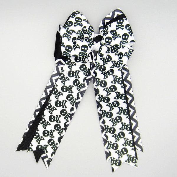 Black & White Skull Equestrian Hair Bows-Available on a French Barrette, or Hair Clip