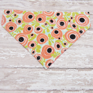 Peach Floral Swirl Pet Bandana- Fits Over Collar 4 Sizes Available
