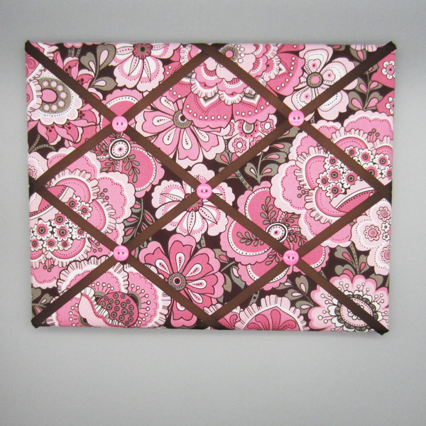11"x14"  Memory Board or Bow Holder-Pink & Brown Floral