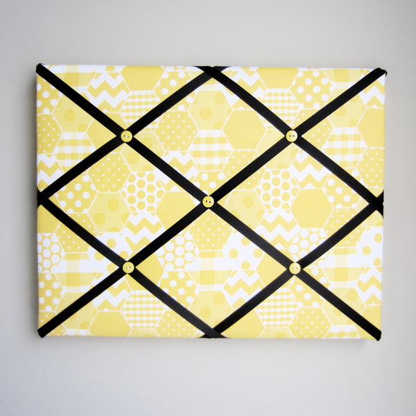 11"x14"  Memory Board or Bow Holder-Yellow Geometric & Black