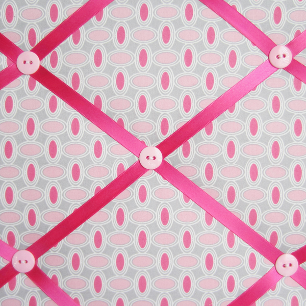 Hot Pink & Grey Circles-11"x14" Memory Board or Bow Holder