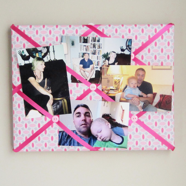 Hot Pink & Grey Circles-11"x14" Memory Board or Bow Holder