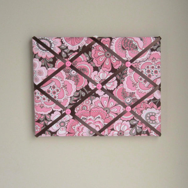 11"x14"  Memory Board or Bow Holder-Pink & Brown Floral