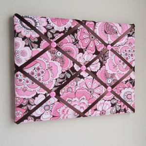11"x14"  Memory Board or Bow Holder-Pink & Brown Floral