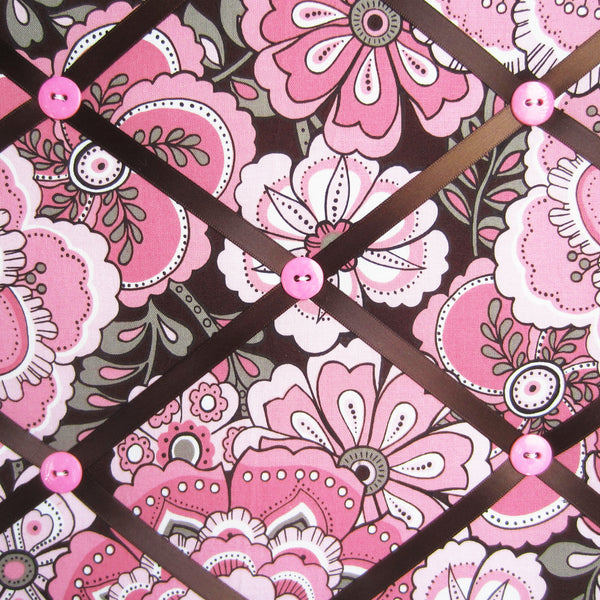 11"x14"  Memory Board or Bow Holder-Pink & Brown Floral